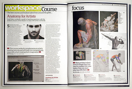 3dArtist Magazine feature article on Scott Eaton\'s Anatomy for Artists online course and training
