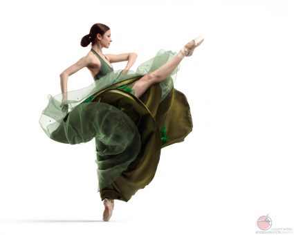 Ballet dancer in green dress 2