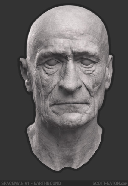 ZBrush digital sculpture of aging man for Spaceman project 