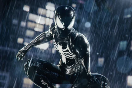 black suit spiderman, marvel, insomniac